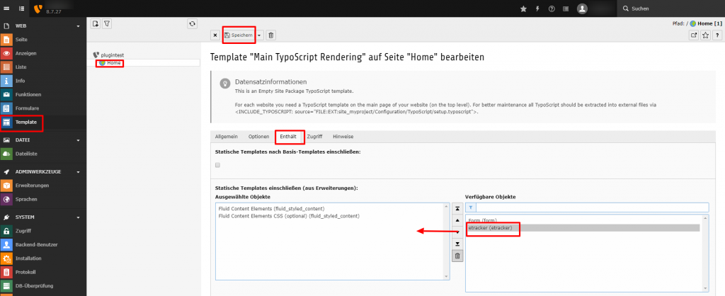 Typo3 Backend Template bearbeiten