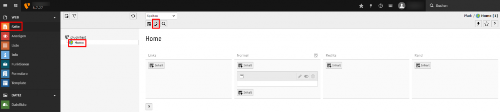 Typo3 Backend Seiteneigenschaften