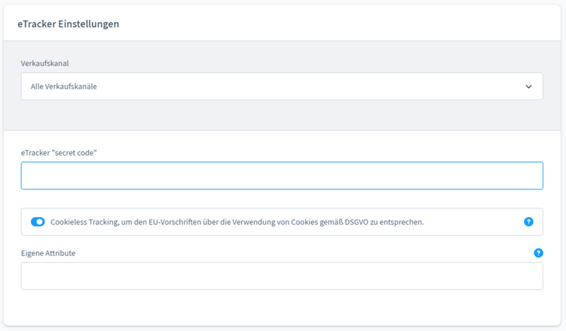 etracker settings in Shopware 6
