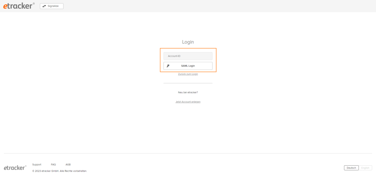 Login-Screen SAML Login