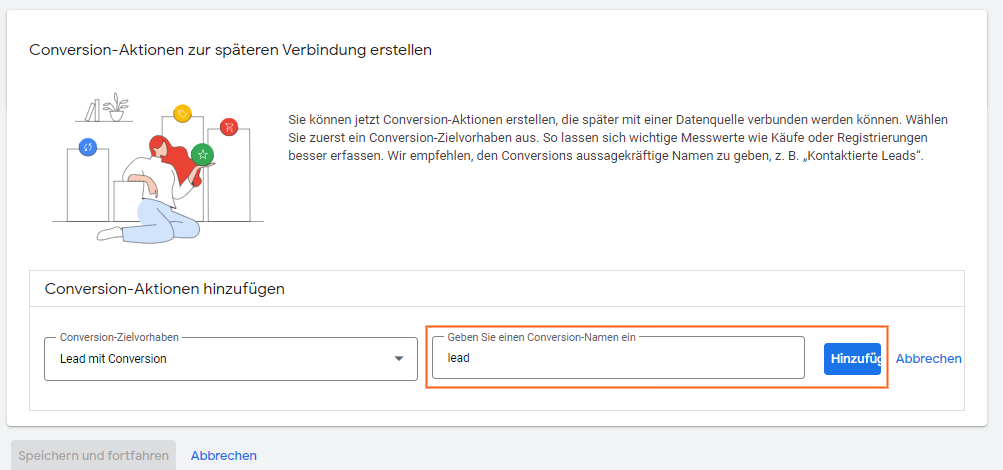 Alte Oberfläche Google Ads Conversion Aktionen hinzufügen