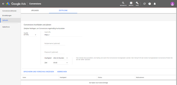 Hier trägst du die in etracker analytics erstellte Quell URL in der ganz alten Google Ads Oberfläche ein.