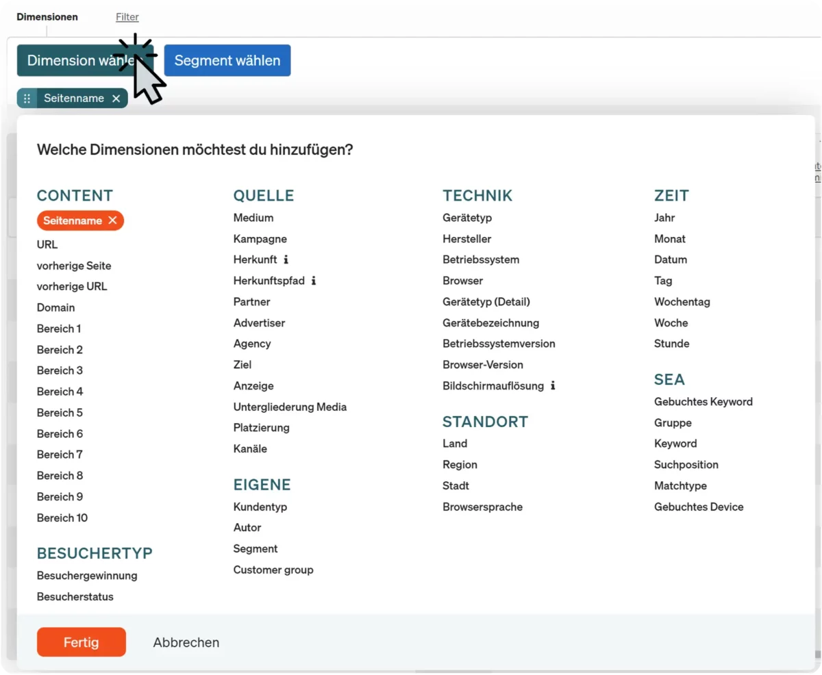 Add etracker analytics dimension to the report