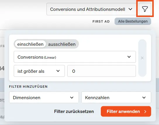 Screenshot Attribute filtern