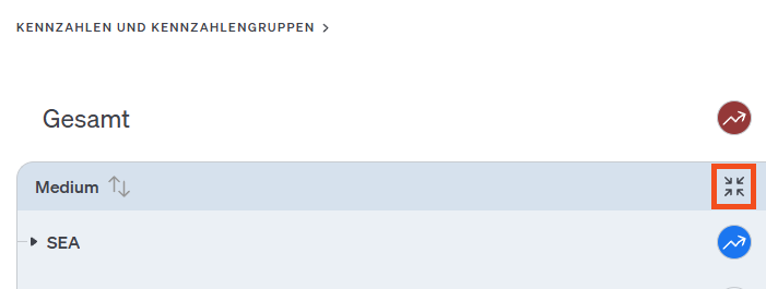 Darstellung der Spaltenvergrößerung in einem etracker analytics Report