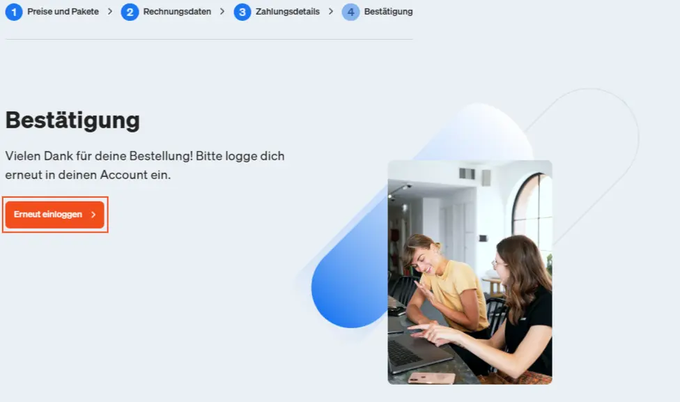 Dies ist die Ansicht, die angezeigt wird, wenn du auf Jetzt betsellen geklickt hast und die Bestellung erfolgreich gewesen ist.