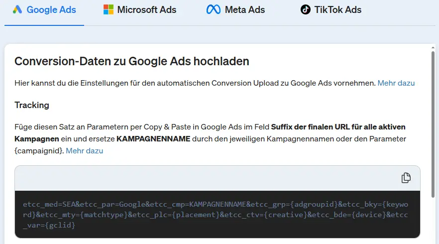 Conversion-Daten zu Google Ads hochladen