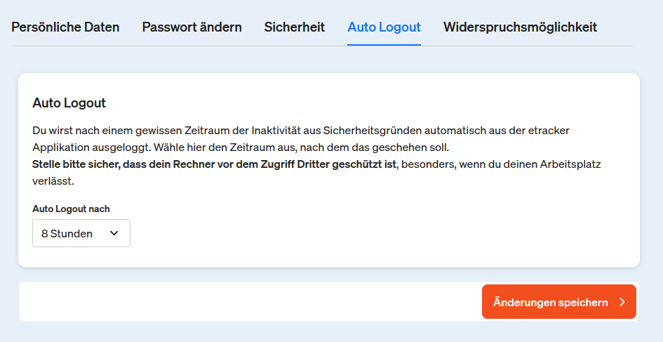 Screemshot Einstellungen für dem automatischen Logout vornehmen