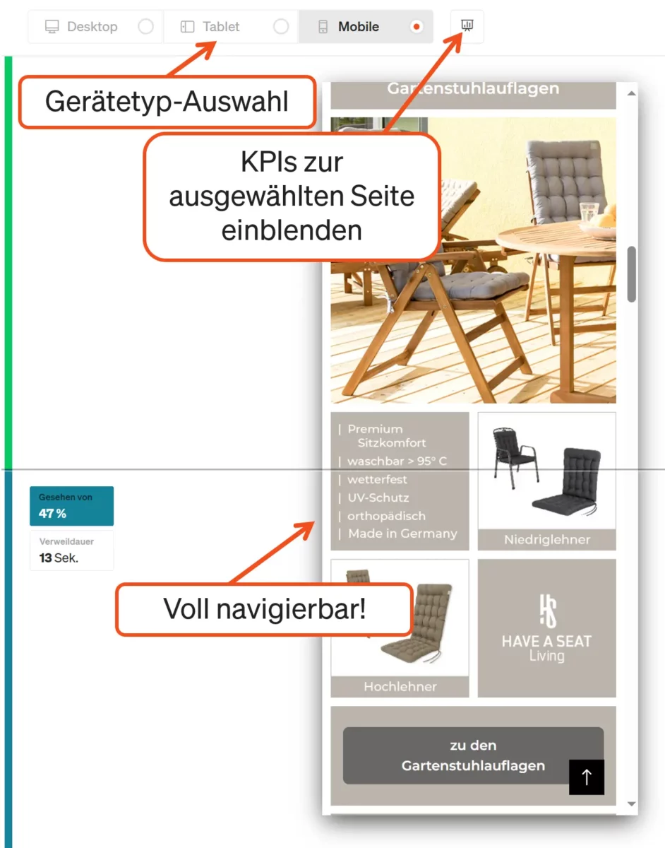 etracker analytics Scrollmap