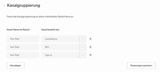 Channel grouping settings