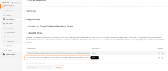 etracker analytics access token