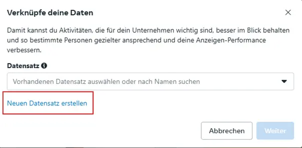 Hier musst du nun einen neuen Datensatz erstellen.