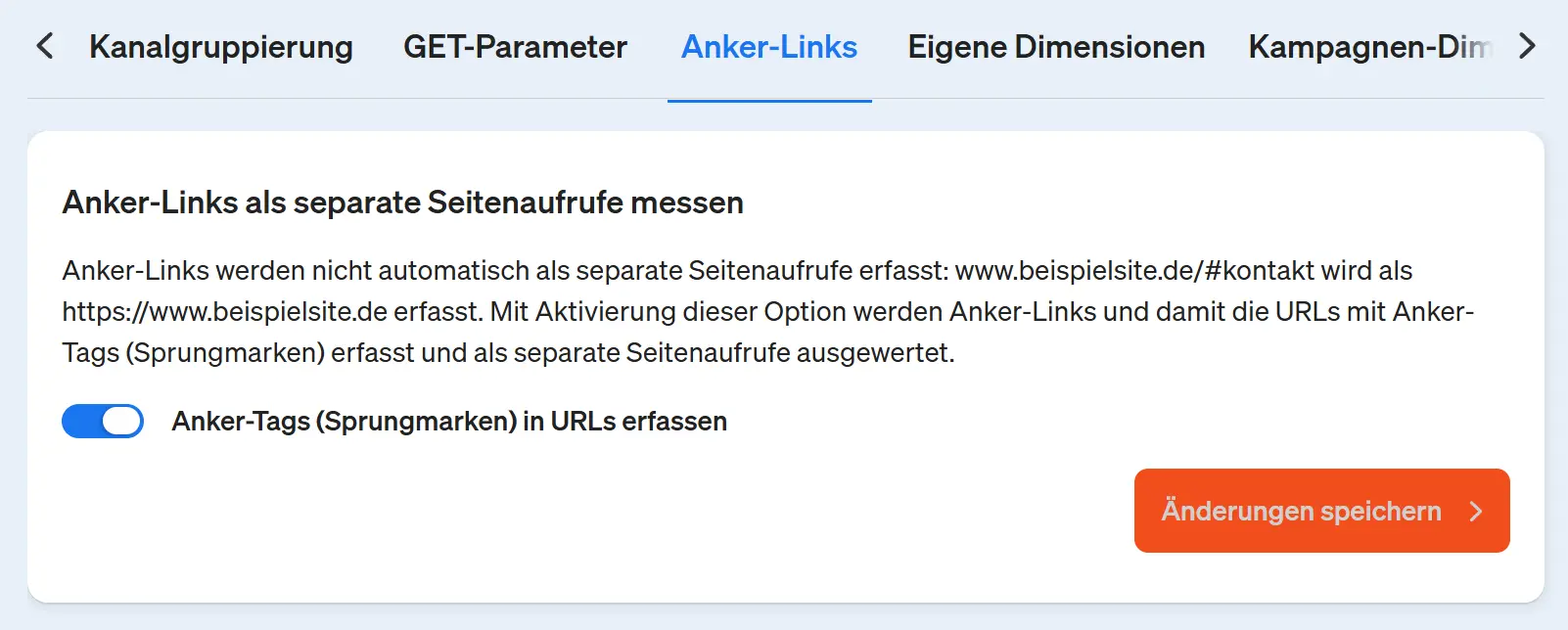 Screenshot Anker-Links in etracker analytics messen