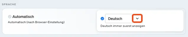 Hier legst du fest, ob der Consent immer in einer bestimmten Sprache zu erst, oder aber automatisch nach der Spracheinstellung im Browser ausgespielt werden soll