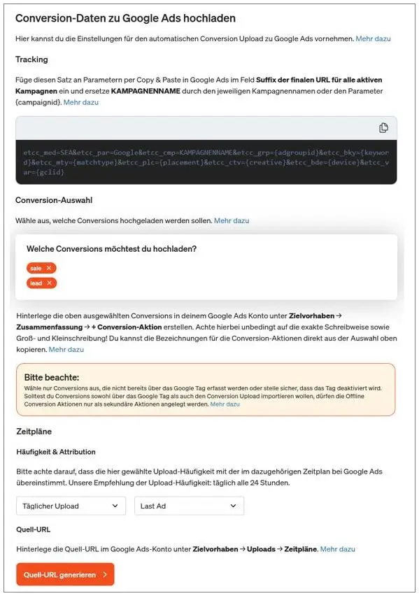 Conversion Upload in der etracker Applikation einrichten