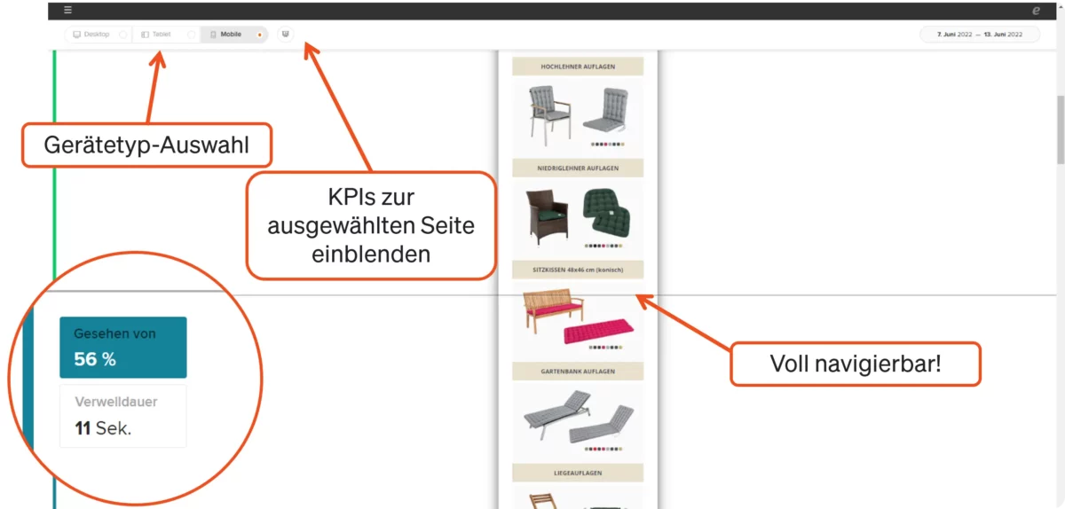 etracker analytics Scrollmap