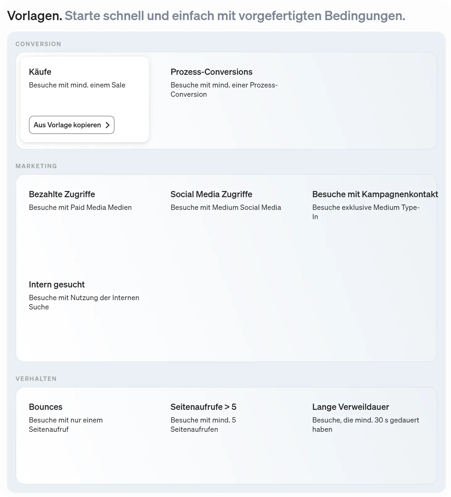 Segment Vorlagen in etracker analytics erstellen