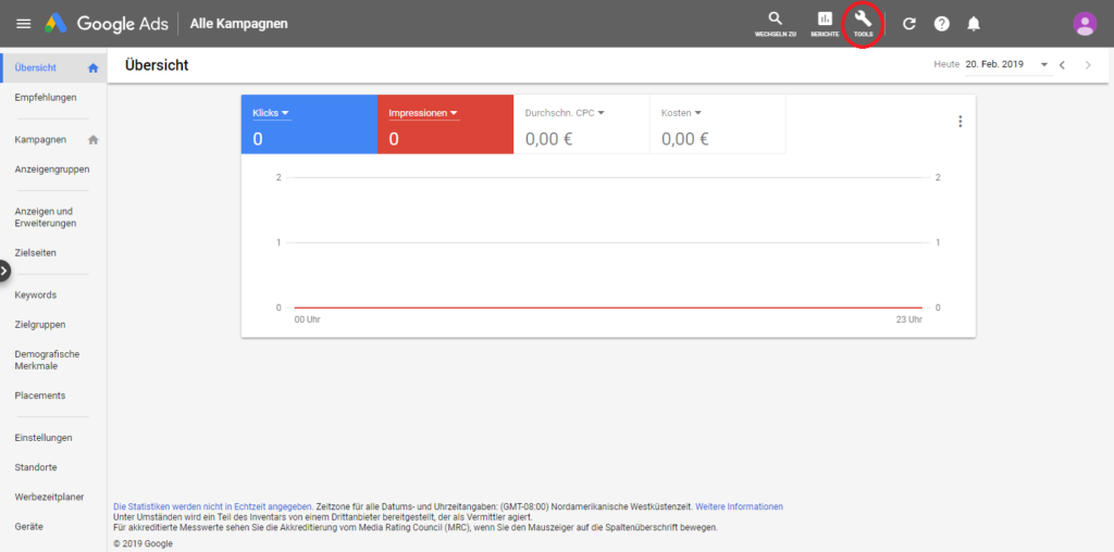 Google Ads Übersicht aller Kampagnen