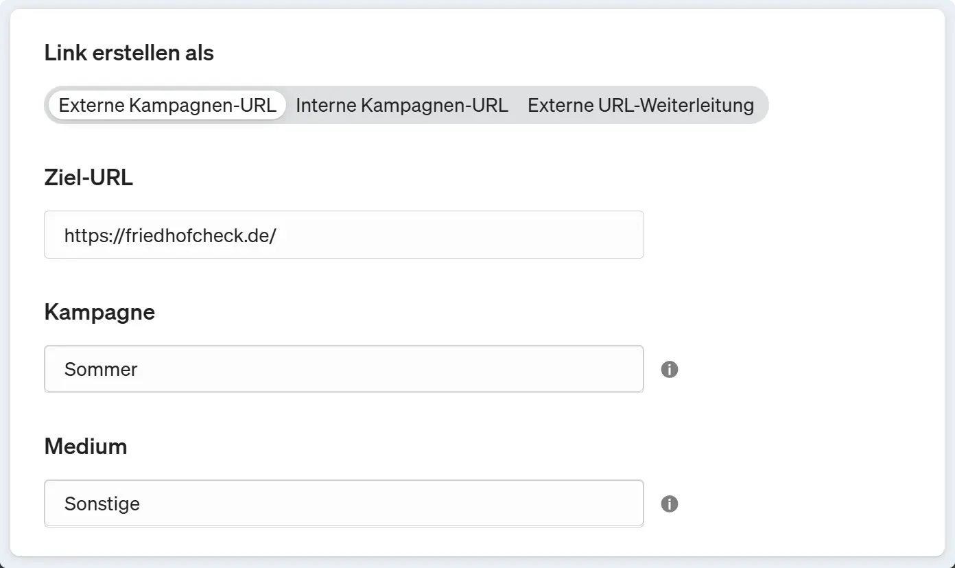 Screenshot etracker analytics kampagnen-Link erstellen