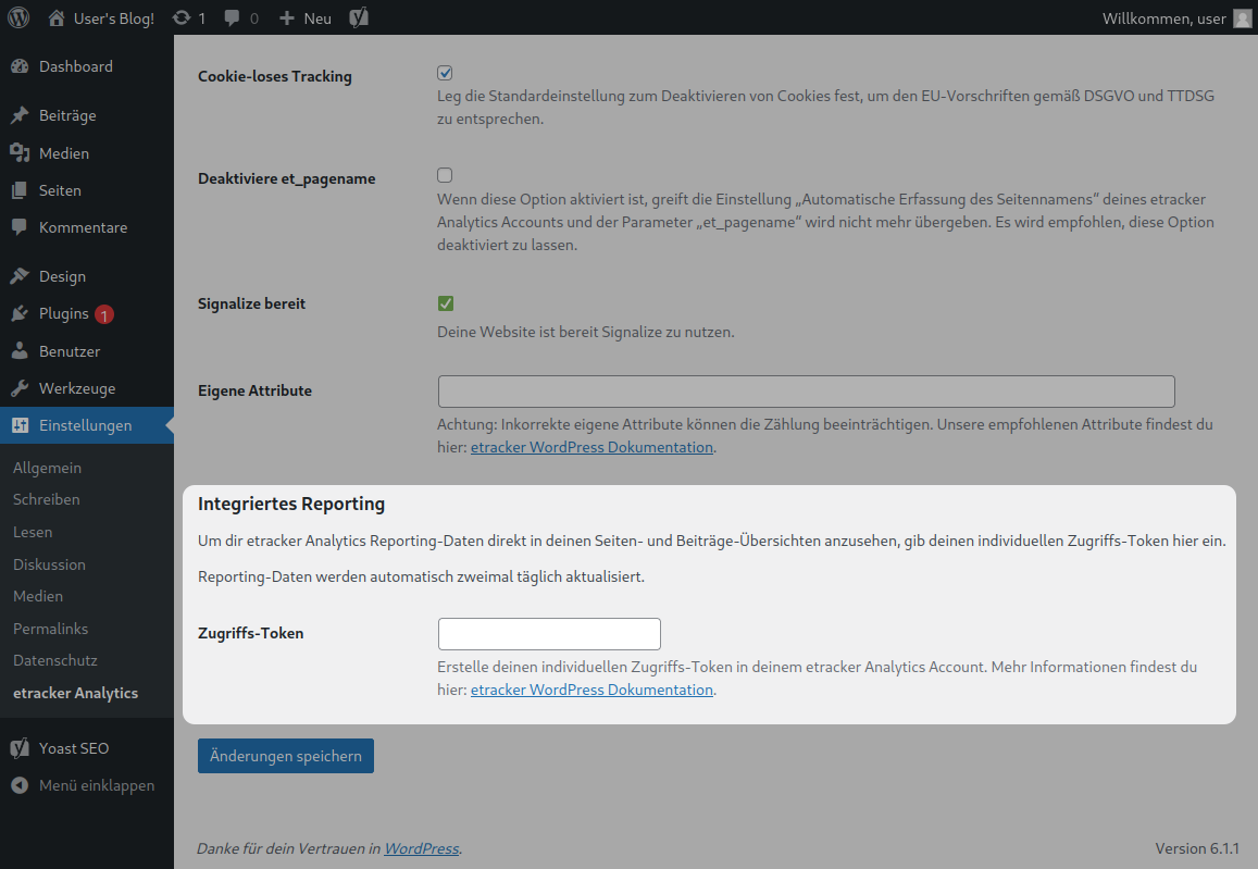 etracker analytics WordPress Plugin integriertes Reporting