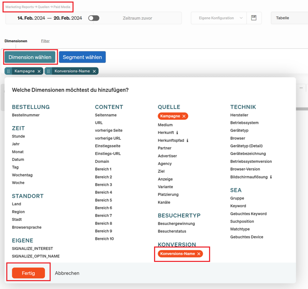 Add Google Ads conversion upload as a dimension in etracker analytics