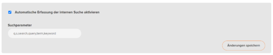 Hier wird die automatische Erfassung der internen Suche aktiviert.