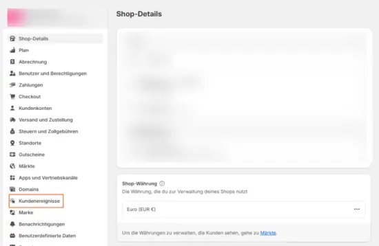 Shopify Kundenereignisse