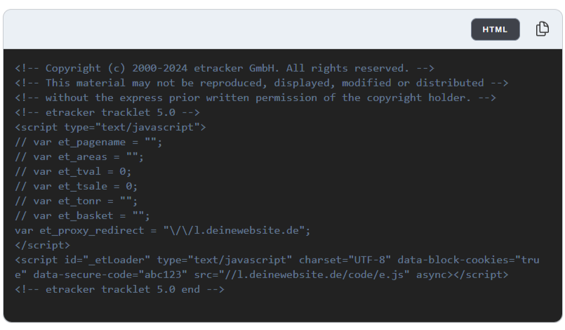 etracker Tracking Code mit angepasster eigenen Tracking Domain