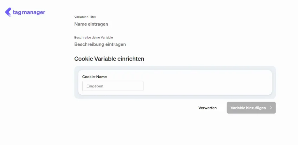 Set up cookie variable in etracker tag manager