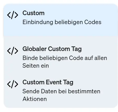 Möglichkeiten der Einbindung von Cutsom Tags im etracker tag manager