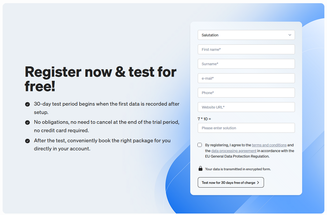 You can create a free etracker analytics test account here