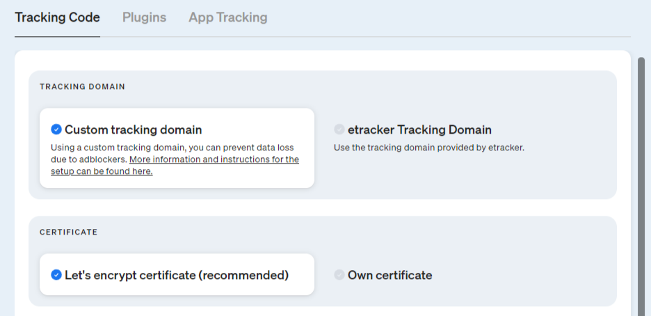 Activate your own tracking domain