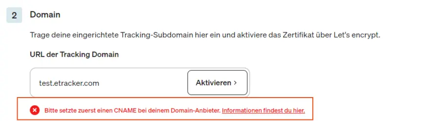 Bei der Anlage eines Let's encrypt Zertifikats überprüfen wir den CNAME