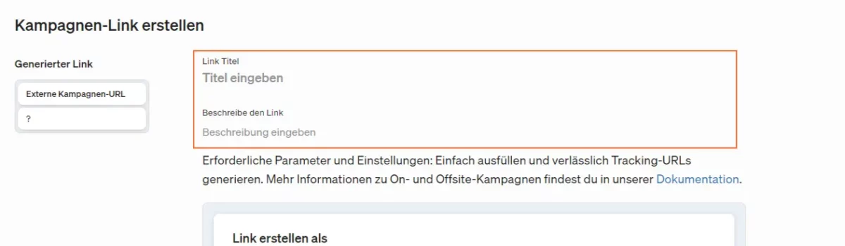 Füge deinem Kampagnen-Link einen Titel und eine Beschreibung hinzu