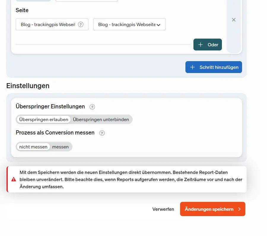 Conversion-Prozess bearbeiten