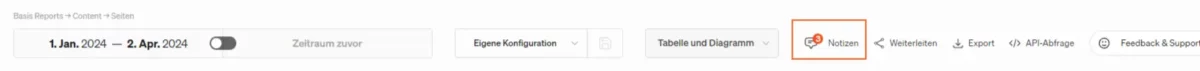 Die Notizen findest du in der oberen Leiste in jedem Report