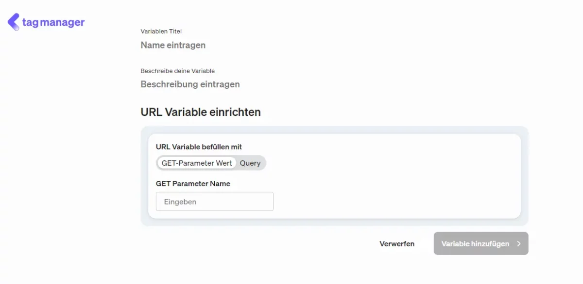 URL Variabe einrichten - GET-Parameter Wert