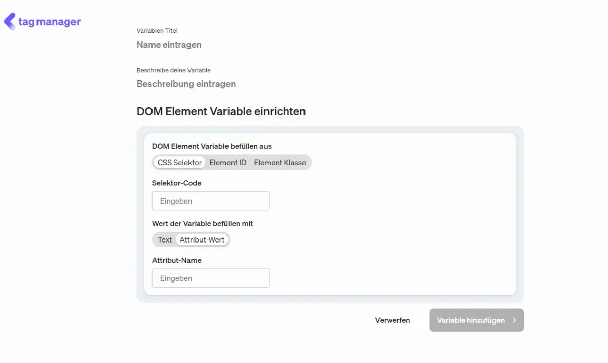 DOM Element Variable befüllen