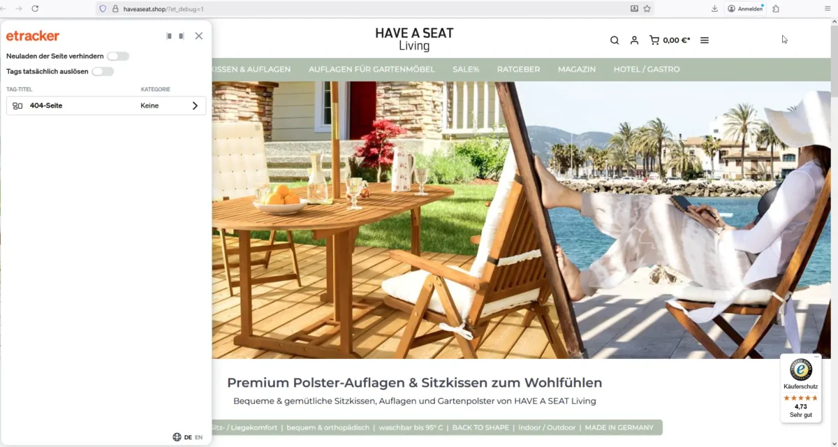 Der Debug-Modus im etracker tag manager ermöglicht dir das Testen von Tags auf deiner Website in Echtzeit.