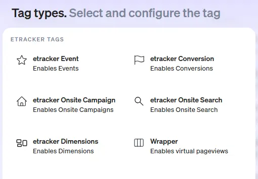 Configure etrack tag