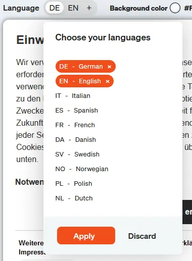 You can use the language switch to toggle between the previously selected languages