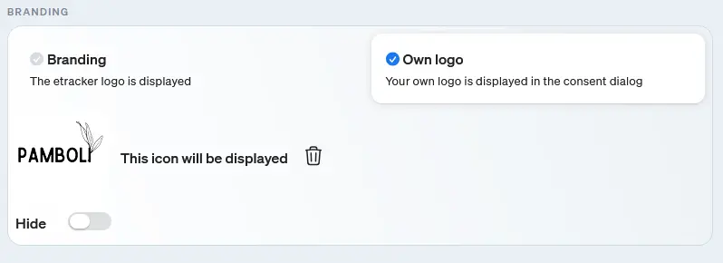 If you would like to use your own logo in the Consent dialog, you can do so here.