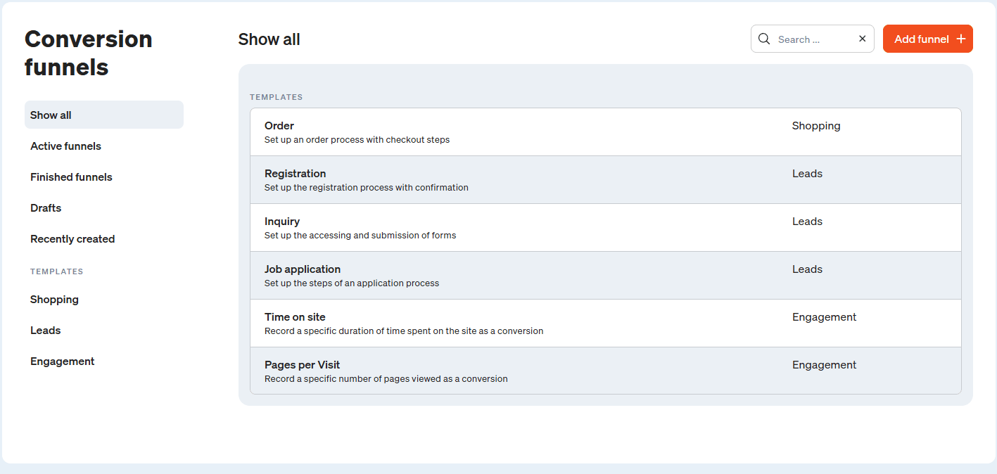 Here you will be shown how to set up a conversion process in etracker analytics.