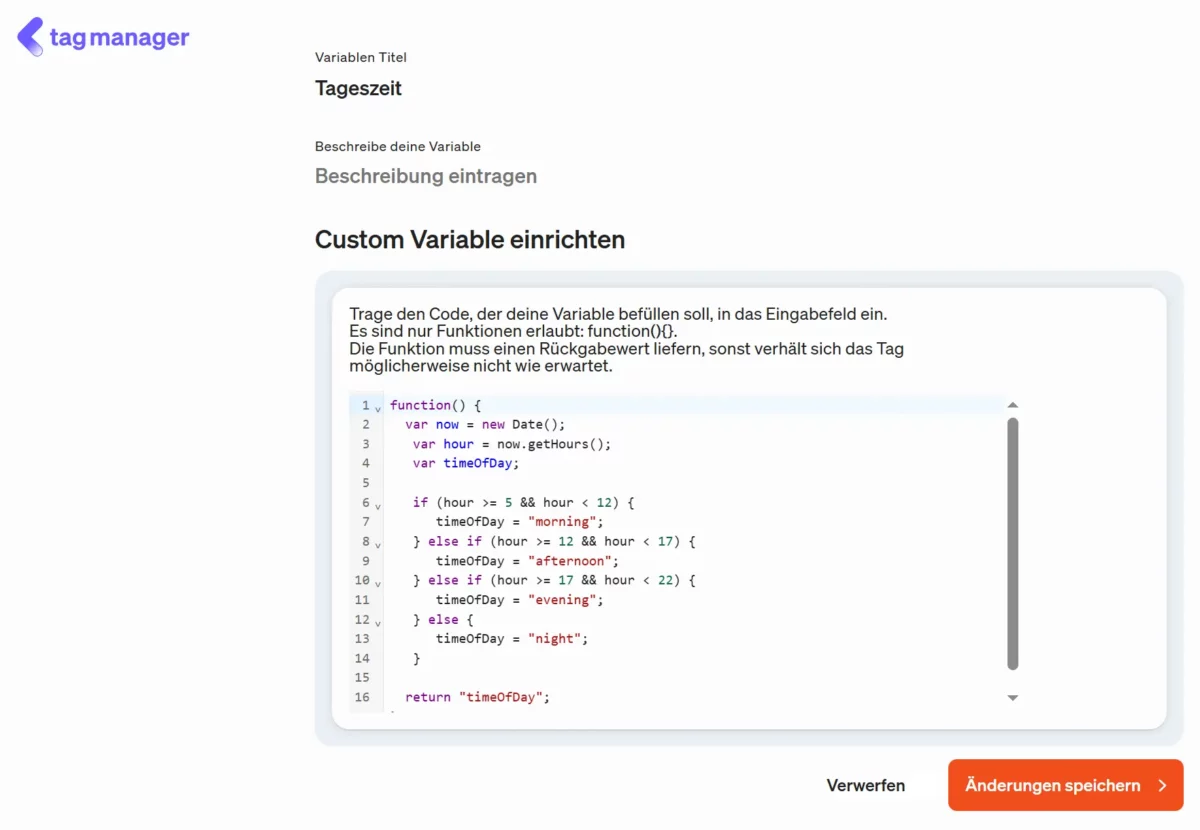 Screenshot Custom-Variable einrichten
