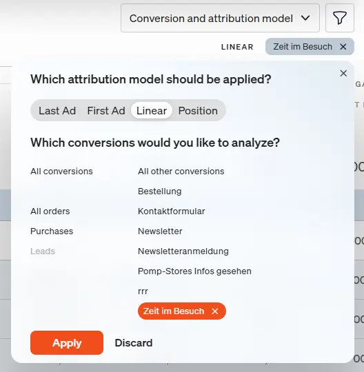 Here you can select the desired engagement goal.