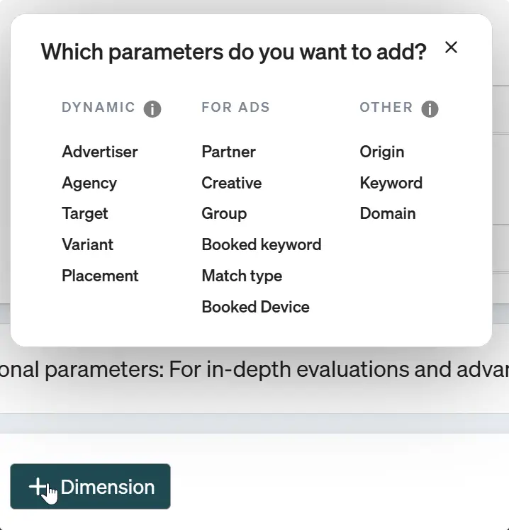 Screenshot etracker analytics Add parameters to the campaign link