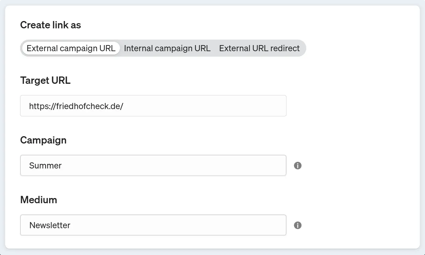 Screenshot etracker analytics create campaign link