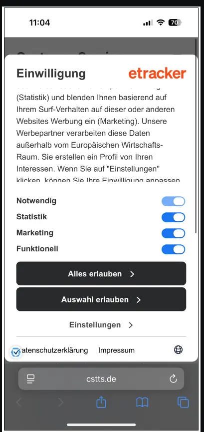 Mobile Optimierung des Consent Banner im etracker consent manager