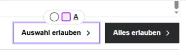 Screenshot etracker consent manager button Customize frame