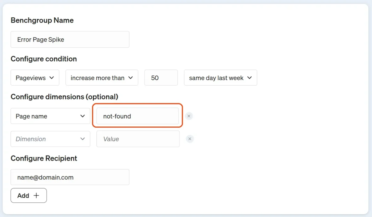 Here you edit a predefined alarm in etracker analytics.